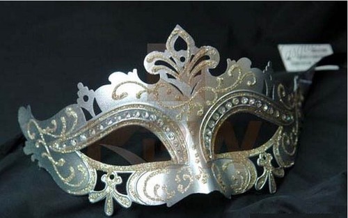 Classic Womens Mardi Gras Venetian Masquerade Mask with Rhinestones - Picture 22 of 45