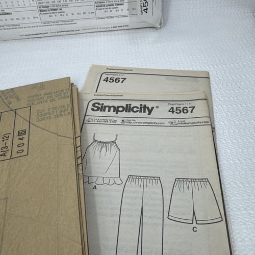 Simplicity 4567 Girls Shorts Capri Top Pattern 3-12 *Uncut - Picture 3 of 4