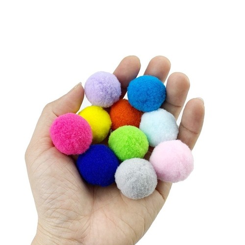 100 Stück Lustiges Katzenspielzeug Plüschball 3 cm Katzenspielzeug Ball Bunt Interaktiv Katzenbommel - Bild 4 von 10