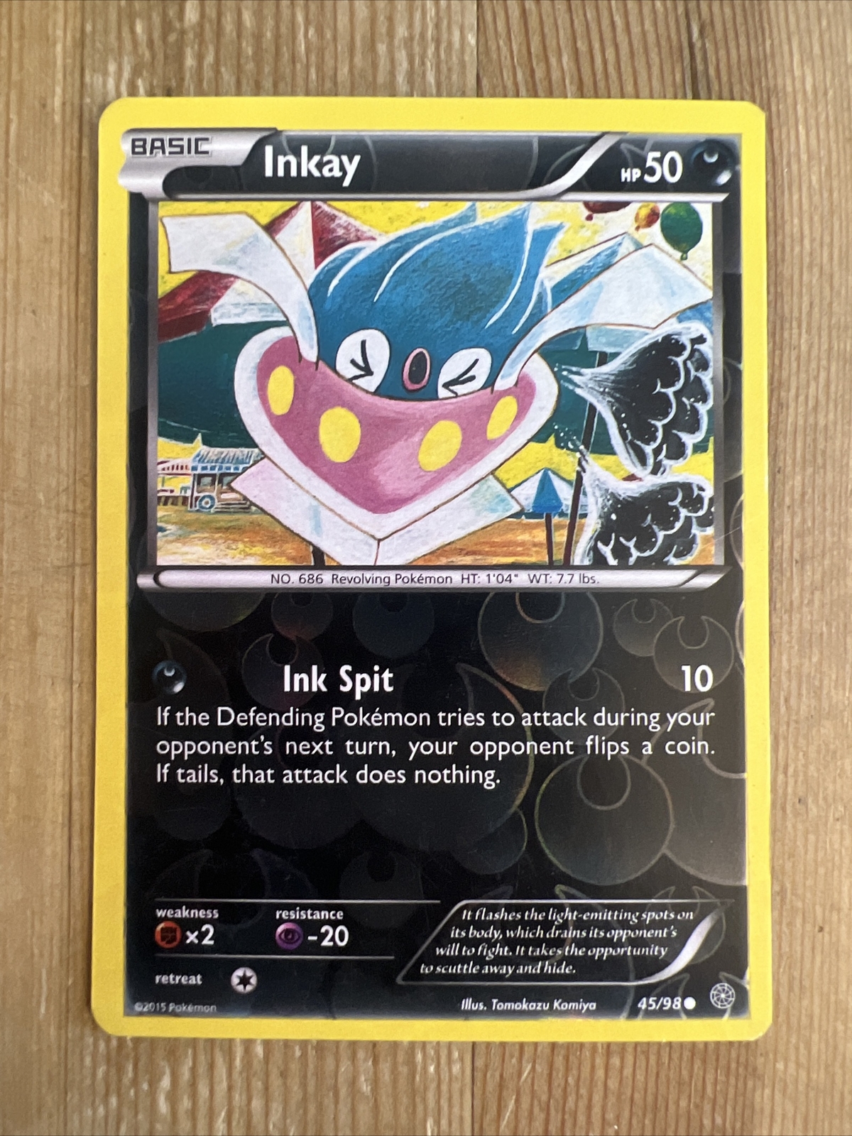Pokemon TCG Inkay 45/98 Reverse Holo Common XY Ancient Origins LP