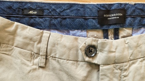 €90 SCOTCH&SODA sz 32? TROUSERS CHINO PANTS BUSINESS SLIM MOTT BEIGE JOB WORK - Picture 6 of 7
