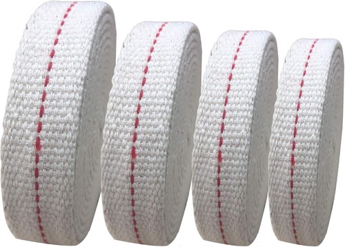 4 Rolls Oil Lamp Wick 1/2, 3/4, 7/8 Inch Flat Cotton Wick 6.5 Ft/roll Red Stitch - Picture 2 of 3