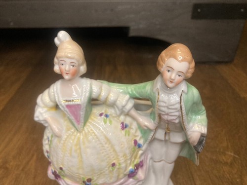 Vintage German Ceramic Courting Couple Figural Flower Planter Figurine - Picture 2 of 8