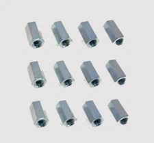 12 Pack 5/16-24 X 7/8" Long Fine Thread Hex Coupling Nut with Zinc Plate