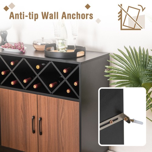 Buffet Sideboard Cabinet Removable Wine Rack Glass Holder Shelves Industrial - Picture 10 of 12