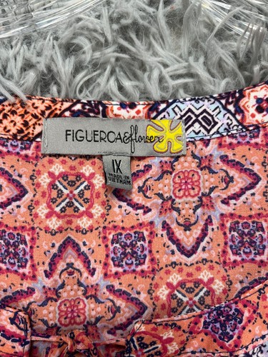 Top túnica Figueroa y flores para mujer Plus 1X colorido boho manga globo artístico - Imagen 4 de 11