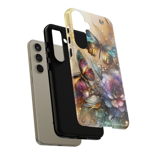 Gold Floral Butterfly Phone Case, Elegant Botanical Alcohol Ink Luxe Cover | X47 - 第 200/272 張圖片