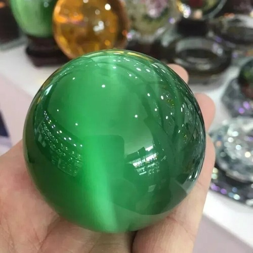 Certified Natural Green Chrysoberyl 1000 Ct Cat's Eye Sphere Cut Loose Gemstone - Picture 3 of 6