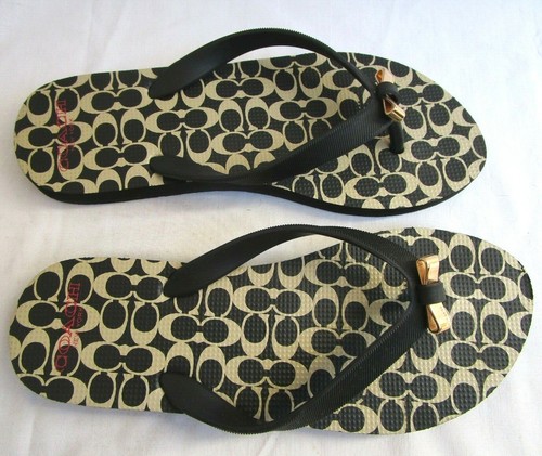 coach black flip flops