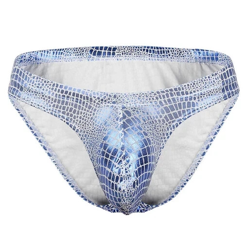Men's Embossed Metallic Animal Print Snake Skin Briefs Shiny Underwear - Picture 32 of 36