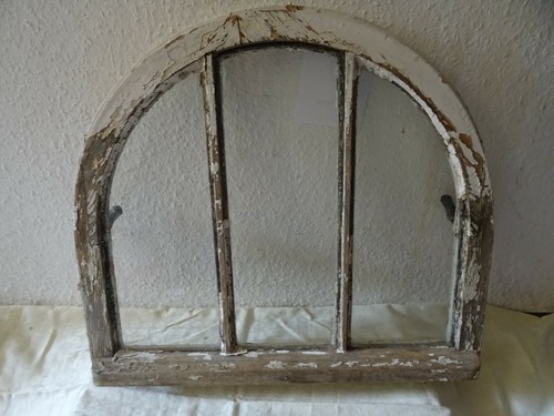 altes Fenster/ Holzfenster/Sprossenfenster/ Halbrund 1Flügel m Glas Deko Shabby - Bild 3 von 9