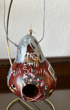 Vintage Hand Painted Gourd The Little Red School House Folk Art Primitive Art