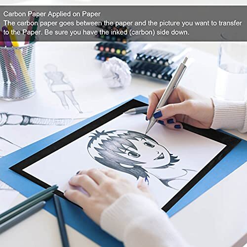 Longtereen 100 Sheets Carbon Paper Black Graphite Paper for Tracing Patterns ... - Picture 3 of 7