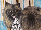 Keeshond Dog 5 x 7 Art Print Signed Artist Ksams Hoarding Toilet Paper