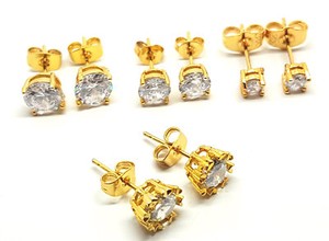 Pair 18k Gold Plated Ear Stud Earrings Piercing Jewelry Mens Womens Image Is Loading Pair 18k Gold Plated Ear Stud Earrings Piercing