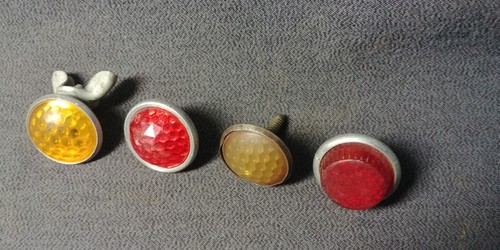 6 Lens Reflector Bicycle Car License Plate Bike Motorcycle 1"x1" Vintage Lot - Picture 9 of 17