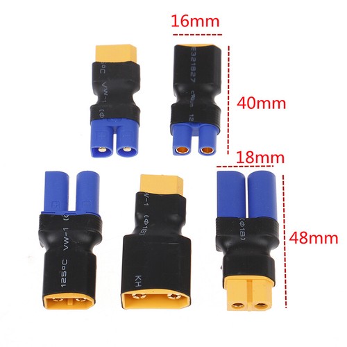 XT60 to XT90 EC5 EC3 Adapter Plug For RC Lipo Battery Control Charger - Photo 3/16