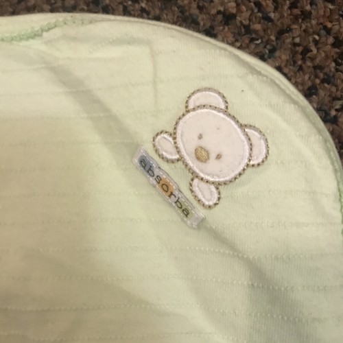 Manta bebé Absorba verde oso blanco 100 % algodón - Imagen 2 de 7