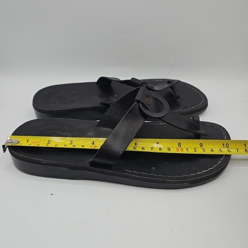 Kamel Jerusalem Black Sandals Leather Upper Size 41 Thong Toe Post with Loop - Picture 13 of 13