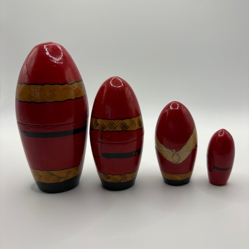 Juego de 4 muñecas navideñas rusas de madera pintadas a mano vintage de Papá Noel - Imagen 5 de 6