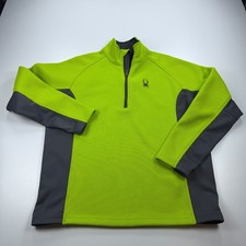 Spyder 1/4 Zip Core Sweater Mens Large Green Pullover Stretch Outdoors Mock Neck