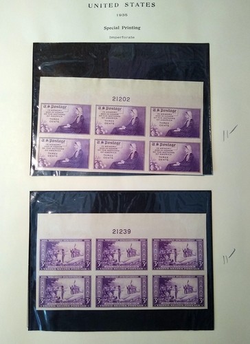 US Sc 752//771 Multicolor 1¢-16¢ 1935 Plt. No Blks of 6 Farley Special Printings - Picture 2 of 8
