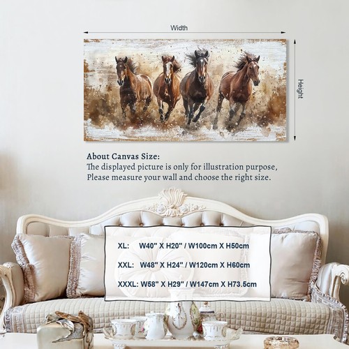 Horses Canvas Wall Art - Brown Horse Pictures Animal Wall Decor Running Horse... - Picture 2 of 7