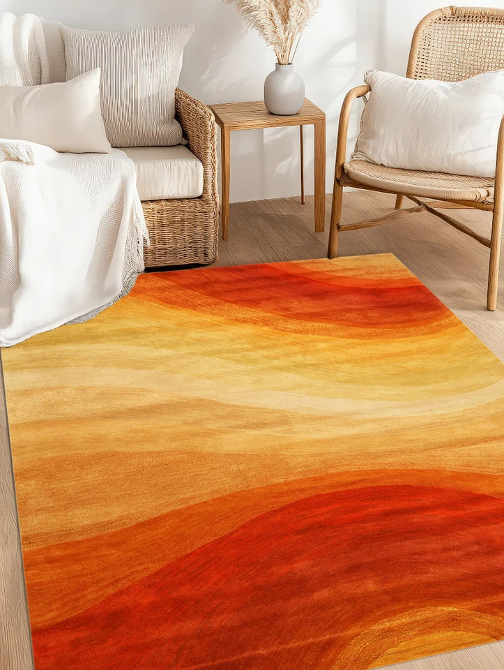 EORC UNIQUE DESIGN | WOOL ORANGE MODERN ABSTRACT DESERTLAND RUG | HAND-CRAFTED - Image 4 of 4