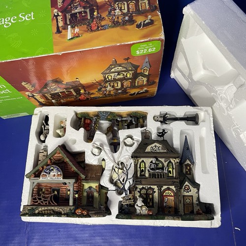 Halloween Village Set Porcelain Lighted Houses With Box 7 Piece Walmart Dept 18 - Picture 22 of 23