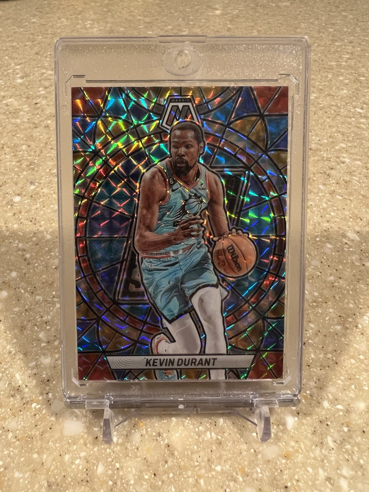 2022-23 Panini Mosaic Kevin Durant Stained Glass Case Hit SSP #9 Suns