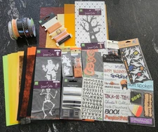 BIG Halloween Scrapbooking Lot!  Cardstock Paper Jolee's 3D Stickers Laser Cuts
