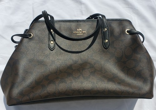 Coach F57842 Tote Bag Signature Brown Black