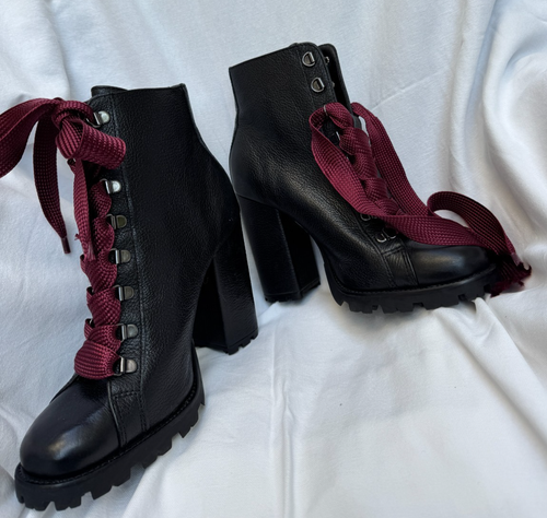 Schutz Zara Schnürstiefeletten Combat Style Blockabsatz Leder Booties Größe 9 B - Bild 2 von 19