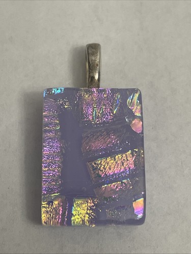 Allura DESIGNS Dichroic Fused Art Glass   Pendant  Pink Gold - Bild 1 von 4