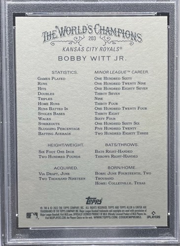 Bobby Witt Jr ROOKIE RARE 2022 Topps Allen Ginter X PSA 9 - Bild 4 von 4