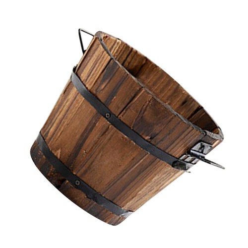 Maceta de barril de madera pequeña redonda maceta de verduras maceta de madera carbonizada para jardín - Imagen 8 de 12
