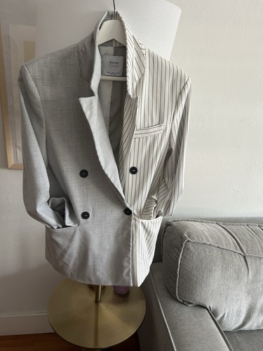 Zara grau weiß gestreift zweifarbig High Waist Preppy Anzug Set Größe XS - Bild 2 von 18