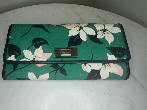 Kate Spade New York Geldbörse grün Blumen M293 leicht gebraucht schön