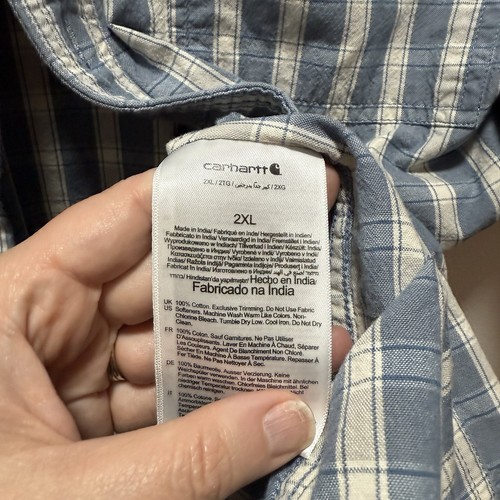 Carhartt Shirt Mens Size 2XL Plaid Short Sleeve Button Down Loose Fit Pockets - Picture 5 of 6
