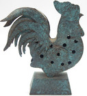 Rooster Shaped Metal Verdigris Patina Votive/Tea Light Candle 10" Holder Vintage