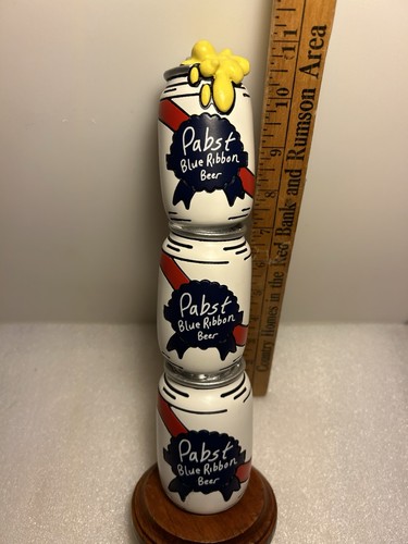 PBR PABST BLAUES BAND 3 SCHAUMIG GESCHWOLLENE PBR BIERDOSEN Fassbier Zapfhahn Griff. USA - Bild 1 von 23