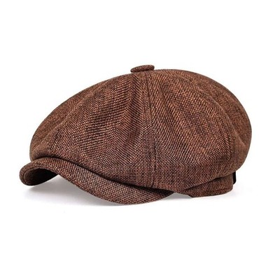 Vintage Newsboy Cap Gatsby Hat Classic 8 Panel Flat Ivy Cabbie Driver Cap Linen