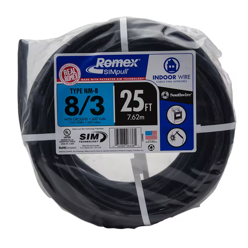 25 Ft. 8/3 Stranded Romex Simpull CU NM-B W/G Wire - Picture 3 of 12