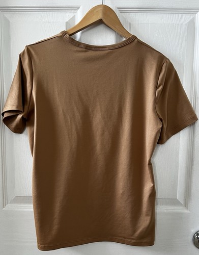 Susan Graver Liquid Knit Top Shirt Women S Tan Short Sleeve Spandex Polyester - Picture 2 of 12