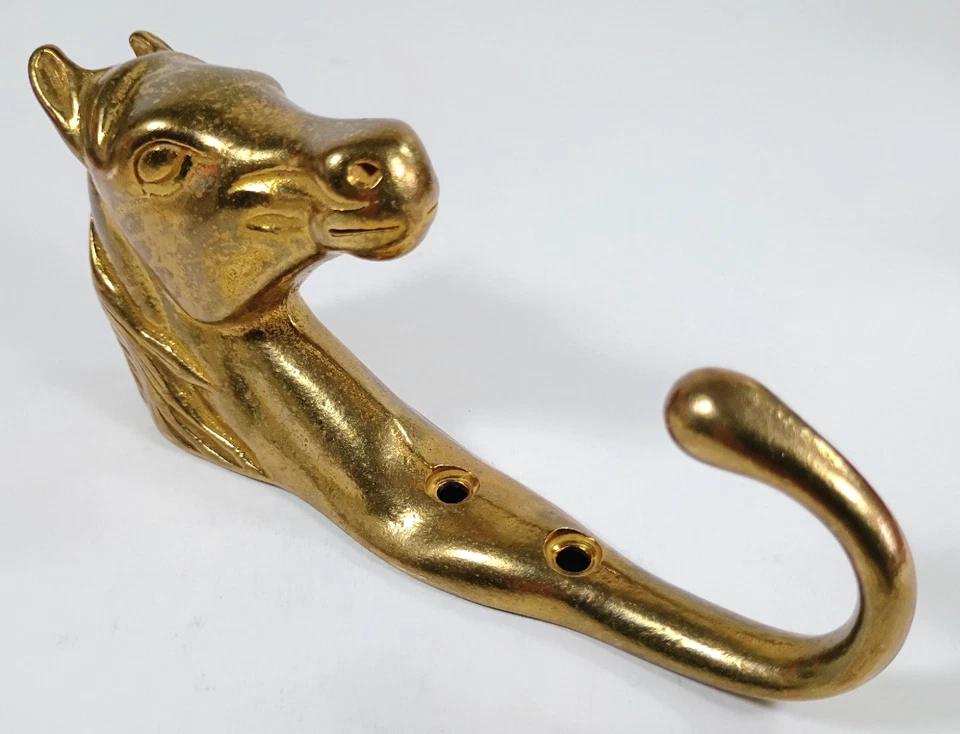 Brass Horse Head Hook For Coat / Keys / Hat. Wall Hanging 6" Hook. - Image 3 of 4