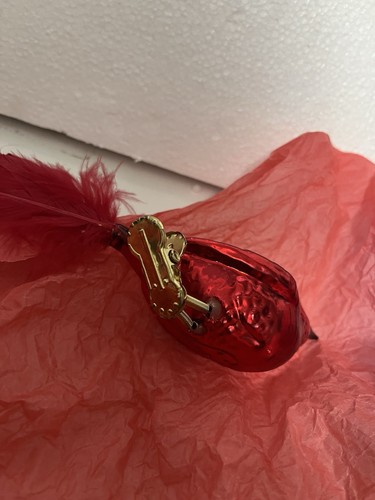 Vintage 1970's Mercury Glass Clip On Bird Ornamen Red `Feather - Picture 7 of 7