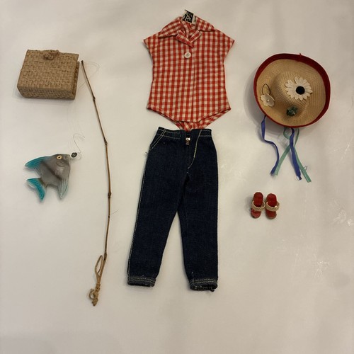 Vintage Barbie Picnic Set 967 Complete 1959 Outfit Mattel Fishing Pole Frog - Bild 2 von 10