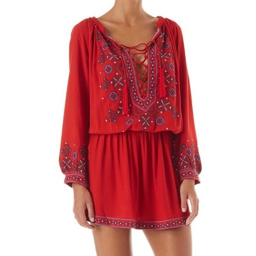 MELISSA ODABASH Nadja Red Embroidered Dress Small - Picture 1 of 7