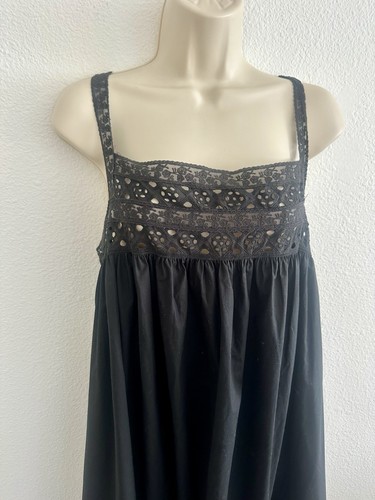 J Crew Womens L NWT Black Athena Maxi Dress Lace Eyelet Trim Trapeze Poplin - Picture 11 of 14