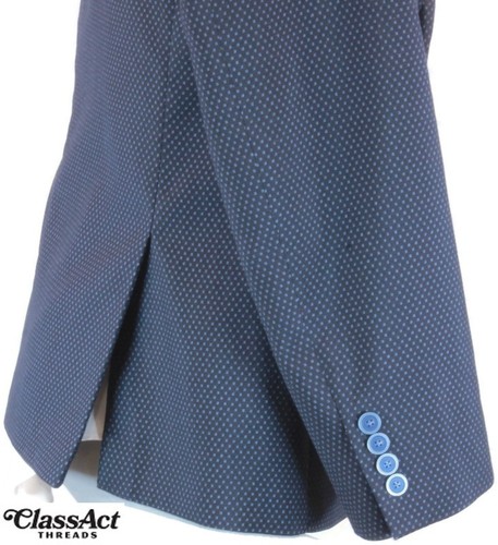 CALVIN KLEIN Mens Black Blue Dots Blazer Sport Coat 2 Btn Stretch 44R - Picture 3 of 10